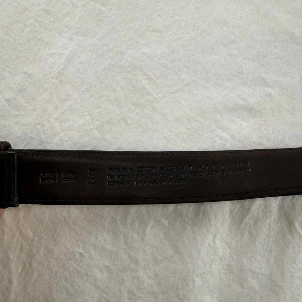Coach Men's 2606 Dark Brown Gloved Tanned Cowhide Solid Brass Belt Sz 38